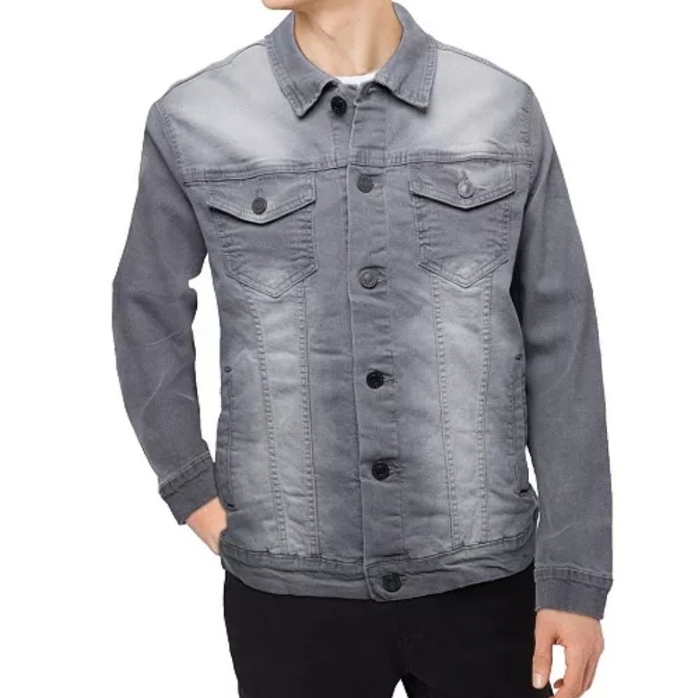 Men's X-ray Jeans Denim Trucker Jacket Flex Gray XL